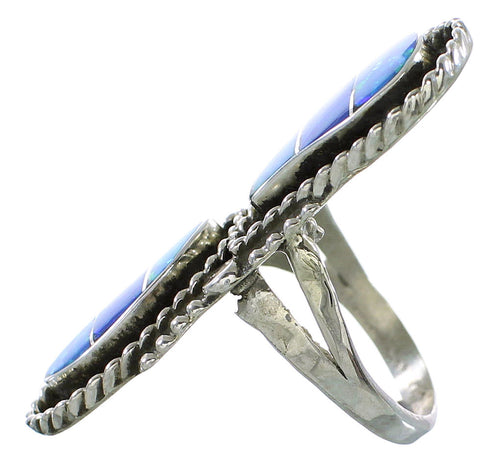 Zuni Indian Blue Opal And Genuine Sterling Silver Ring Size 5-1/2 RX99538